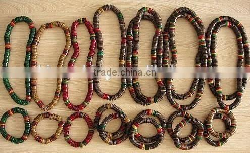 hiphop wooden reggae rasta bracelets necklace jewelry coco wood bead bracelet necklace jewelry