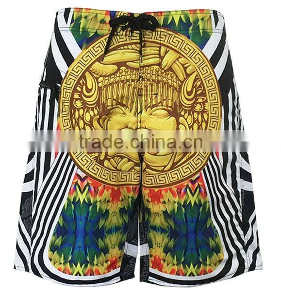 100% polyester beach shorts large size screen printing mens swimwear