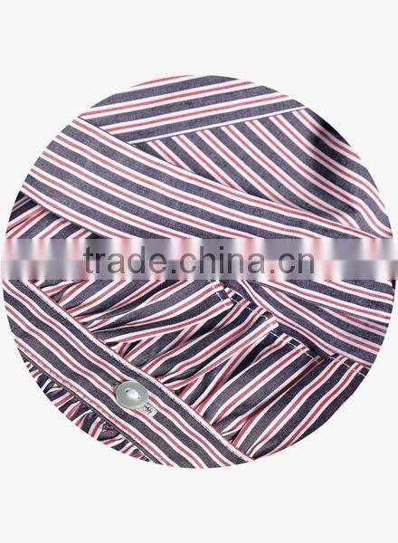 Wholesale 2017 Custom Ladies Fashion Frill Blouse Stripes Relaxed Ruffle Shirts