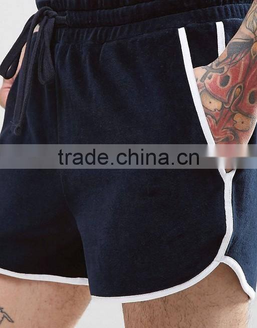 Custom velour sports pent men, runner shorts, gym fitness shorts