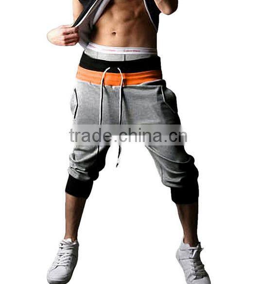 OEM bulking buy closed bottom polyester/cotton yarn custom pocket half pants for men