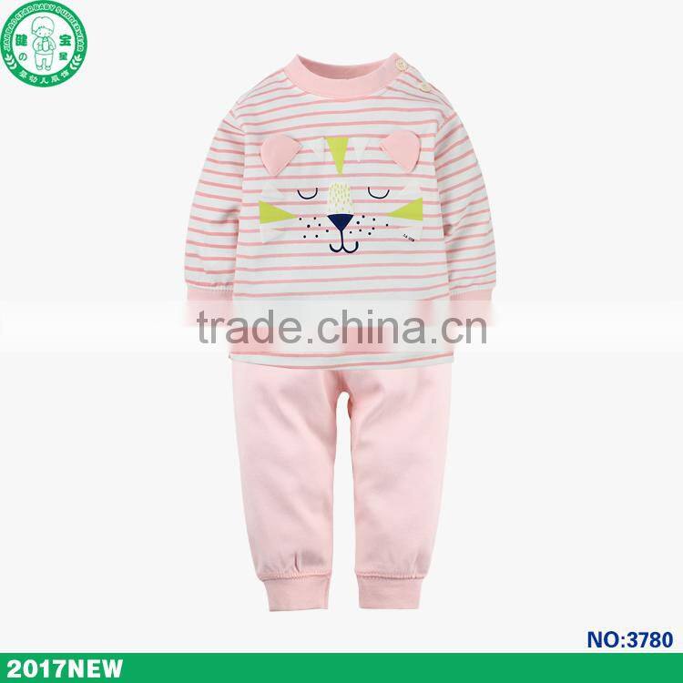 Cute printing soft and breathable children apparel 2 pieces baby clothing set