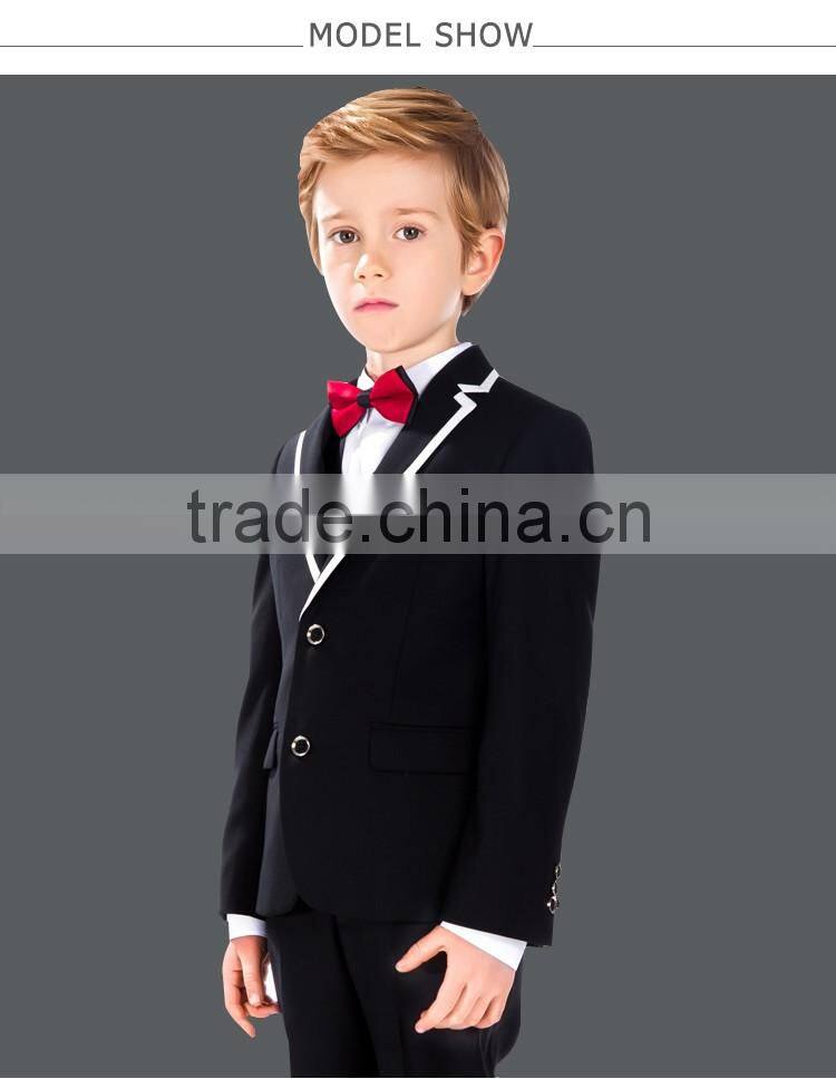 2016 Fashion ELPA black high quality tailor made boys formal wear school uniform suits OEM