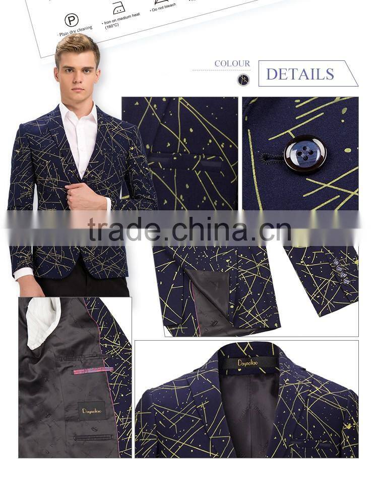 Daynoliao 2016 latest design trendy one button slim fit casual party Elbow Patches blazer for men