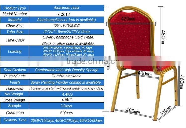 Hot-Sell Cheap Classic Design Old Fashion cushioned aluminium Banquet Stacking Chairs