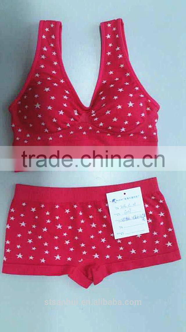 New fashion star printed sexy ladies seamless underwear set