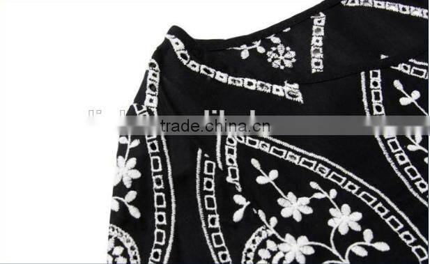 Latest style sexy hollow out lady chiffon blouse woman lace blouse wholesale tops