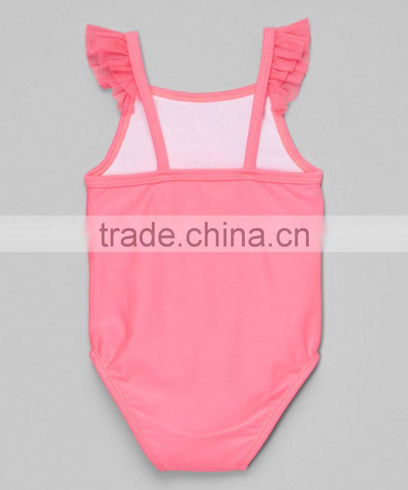 Fashionable Girl Swimwear With Pink Seahorse Ruffle One-Piece Girl Beach Wear Child Clothing G-NP-S905-305