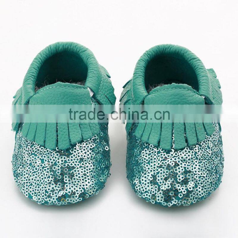 Multicolor sequin fringed leather baby moccasins, sequin baby moccasin