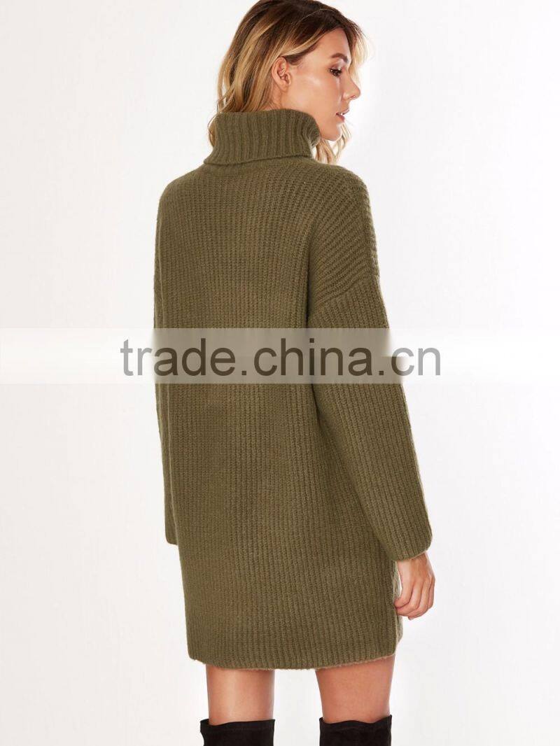 2017 New Design Turtle Neck Girls Sweater Dress