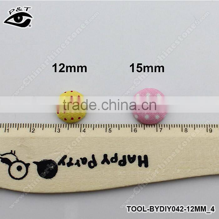 12mm Semicircle Polka-dot Printing Covered Buttons Flatback Fabric Button Accessories for Craft