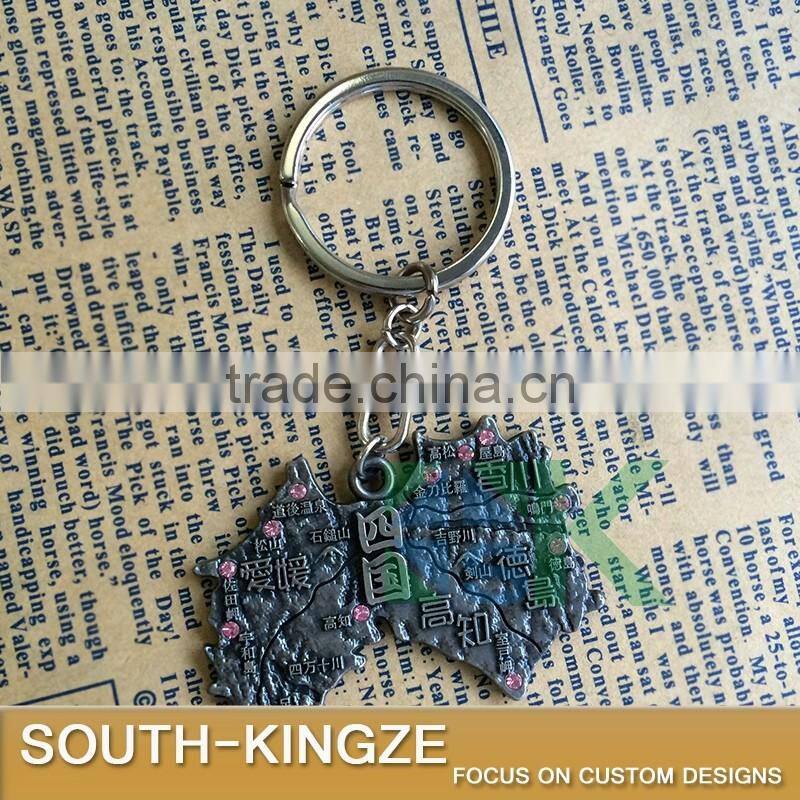 Unique Design Japan Four Islands Map Bronze Color Keychain