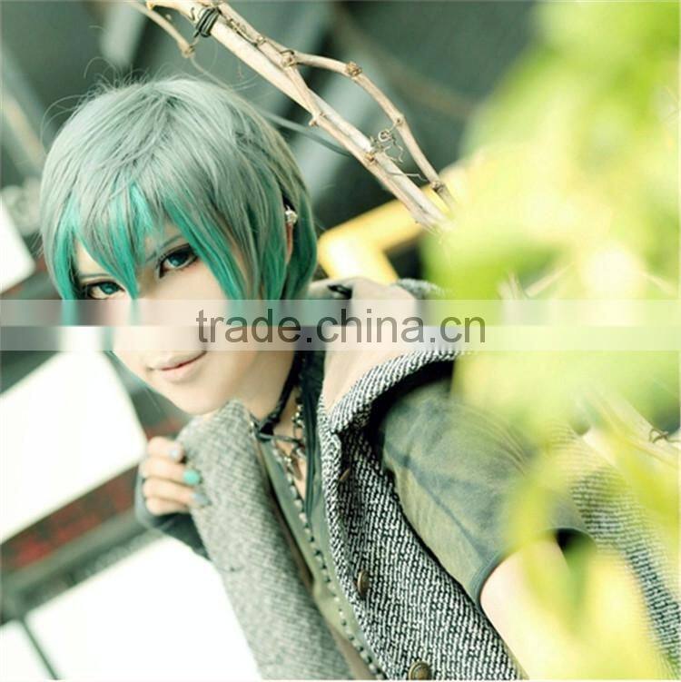 Factory Wholesale Harajuku Green Short Hair Wig For Man Couple Cosplay Fake Hair Wig MOQ 1pcs