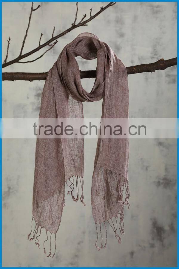 Wholesale 2017 new design lady's fashionable natural linen scarf