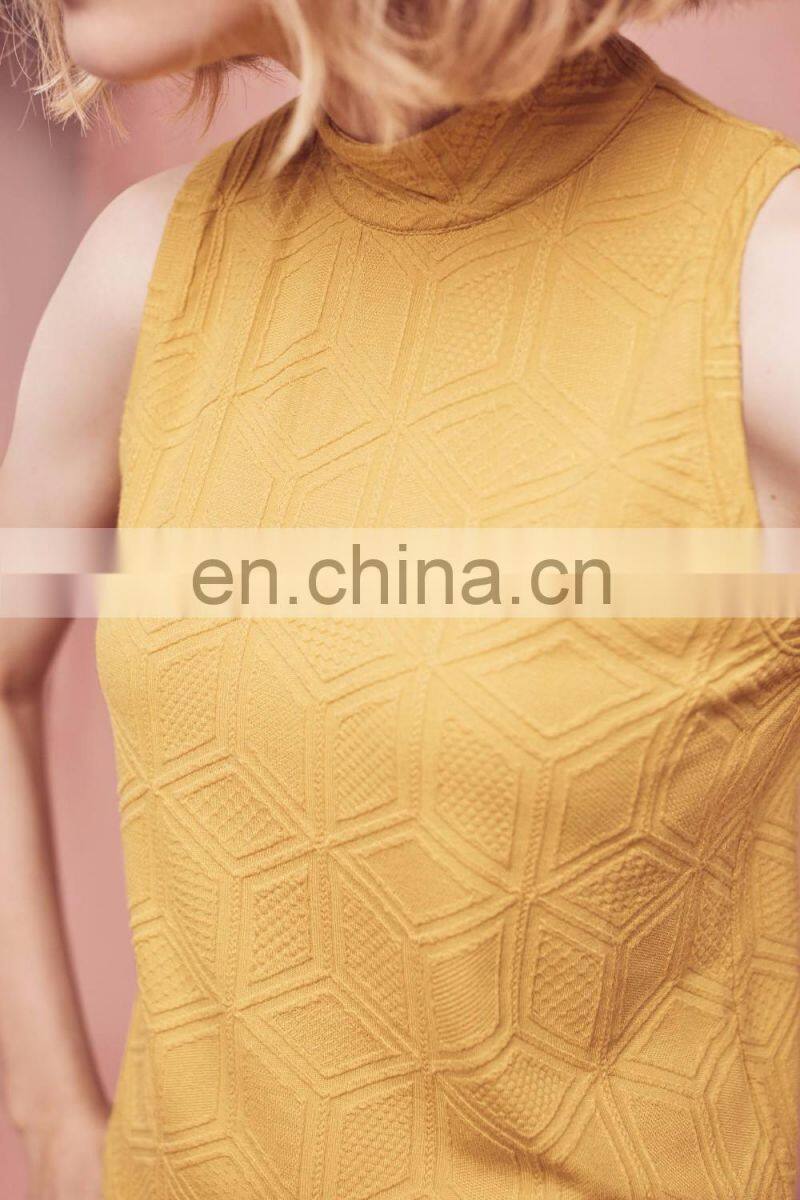 Pullover Sleeveless Top Vest Mockneck Knit Tank Custom Knit Sweater Women