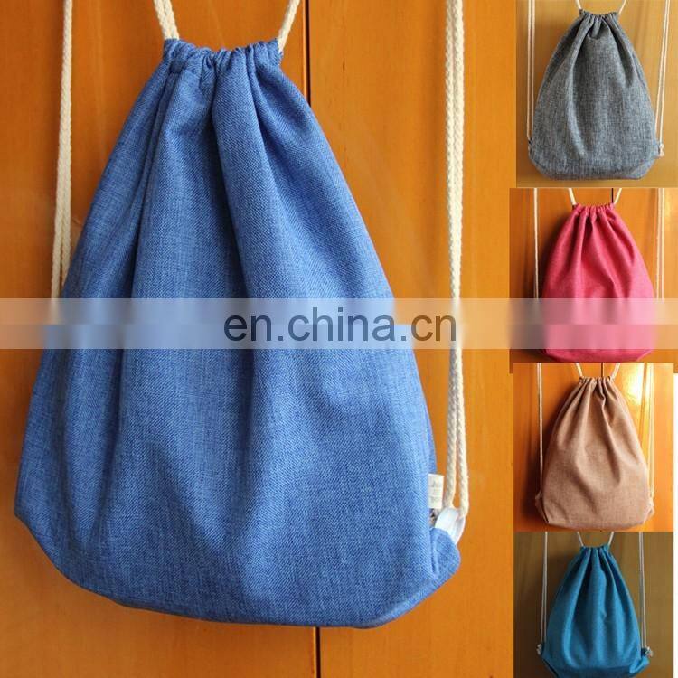 Cotton Canvas Draw String Backpack Student Book Bag