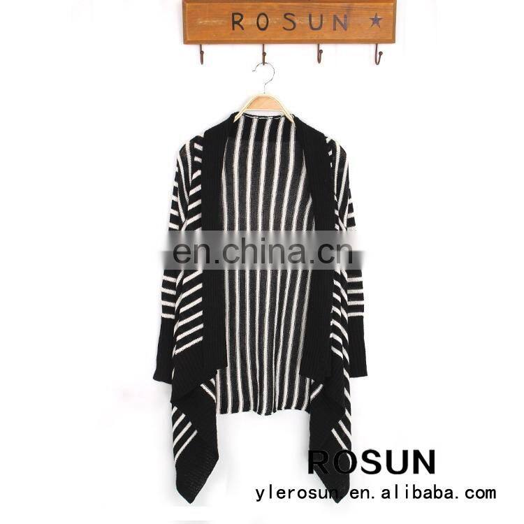 American style zebra striped design sweater long length cardigan