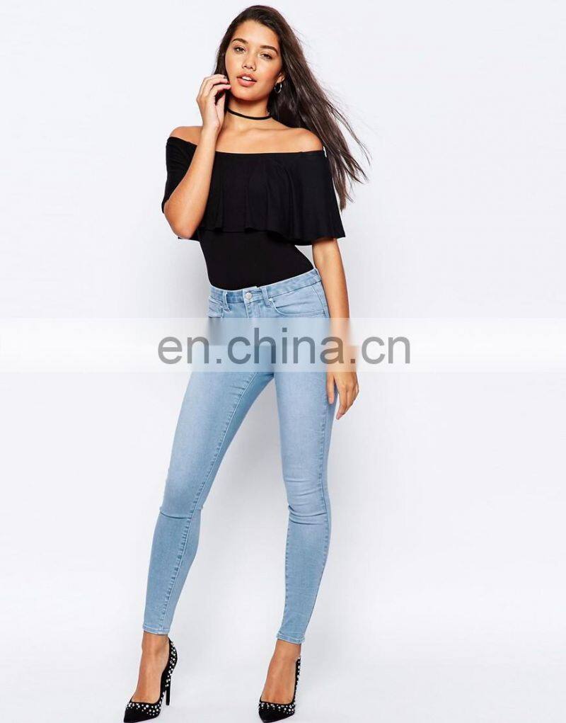 Summer season Latest fashion lady off shoulder blouse with ruffled layer design