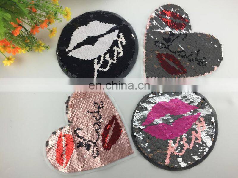 2017 custom double face sequin applique double side Patch
