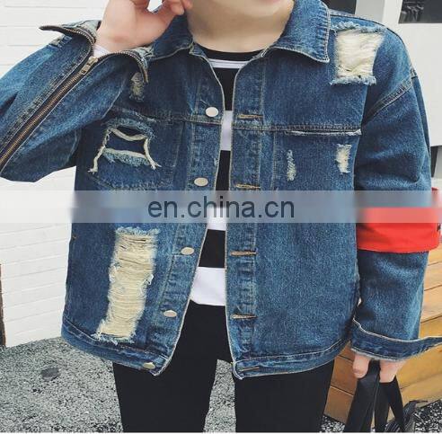wholesale distressed denim jackets -Men Denim jacket