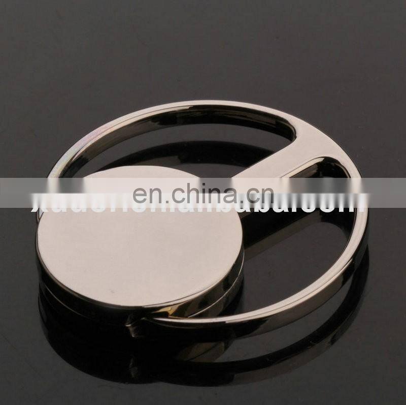 round shape metal cheap silver plated sublimation keychain