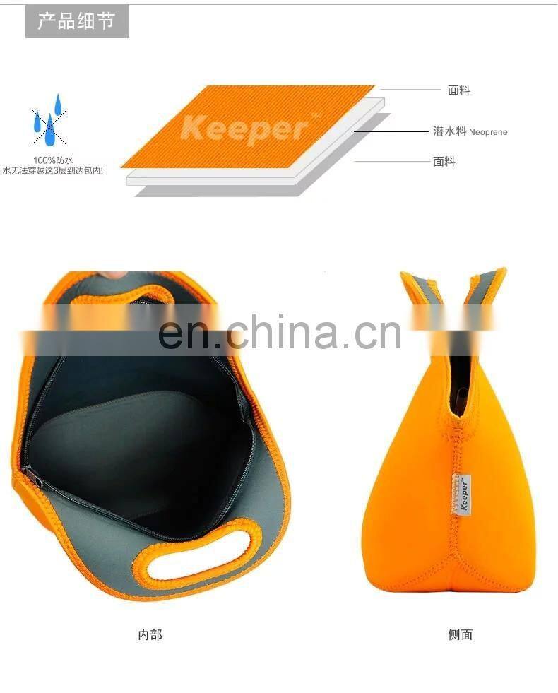 Zipper Thermal Neoprene Lunch Bags Cooler Box Insulation Tote Bag for kid Insulated Picnic Women Handbag