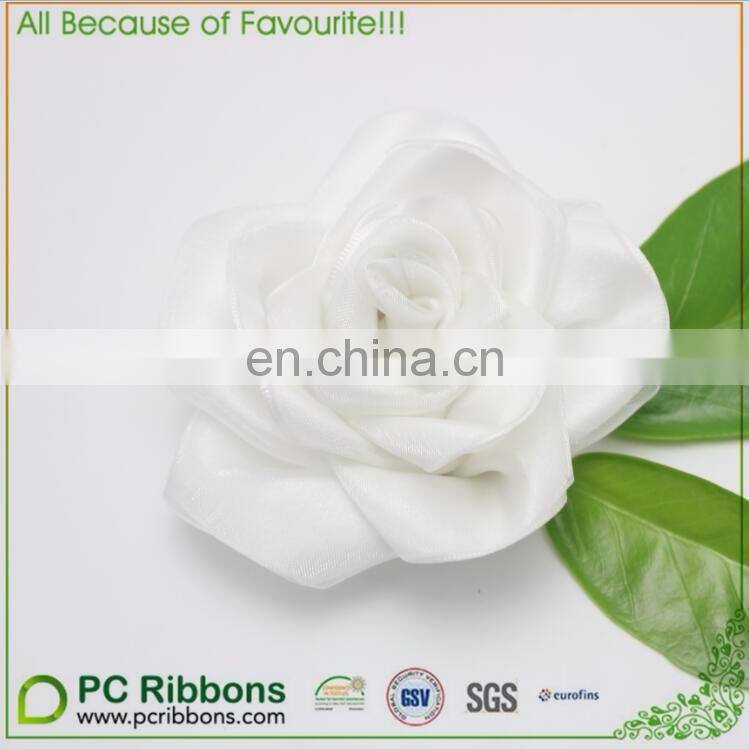 White satin ribbon rose flower