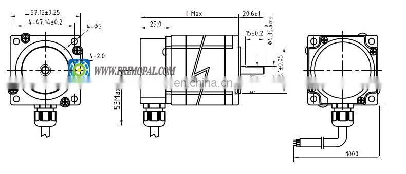 3A 1.8 degree 2 phase NEMA 23 Waterproof Stepper Motor for waterjet engraving machine