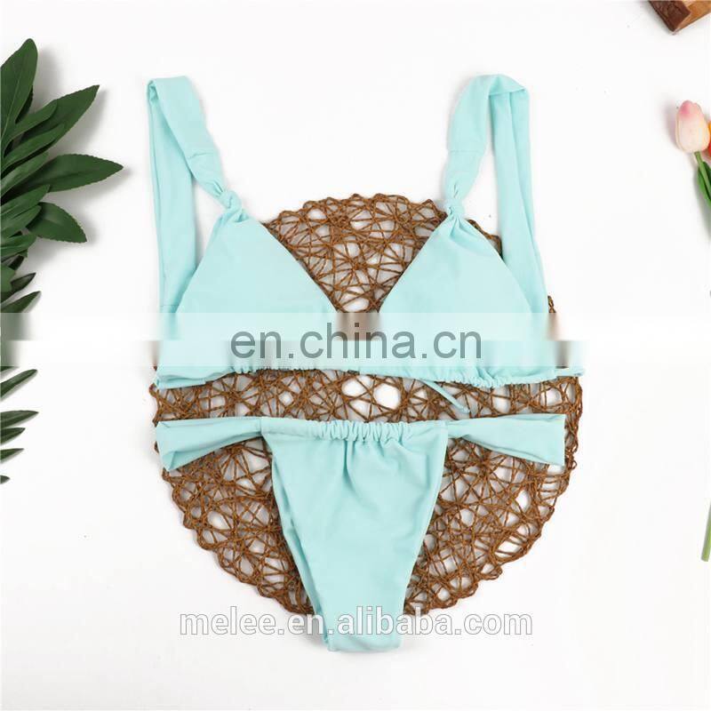 Solid Red Ruffle Swimsuit Female Bandeau Bikinis 2020 Short Sleeve Swimwear Women Tie Side Bathing Suit High Cut Biquini Bikini