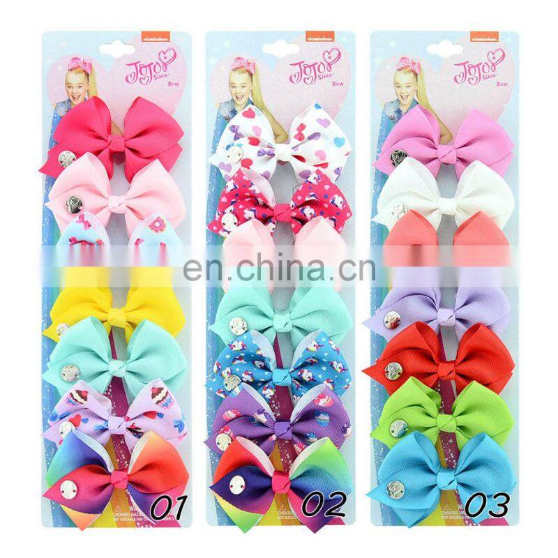 xmas 42color 3.5" JOJO kids hair Bow girl snowman colorful print Barrettes Girl Hair Rainbow Unicorn kids party hair clipper