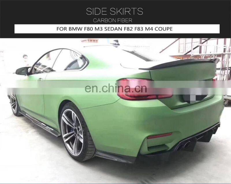 Full Carbon Fiber M3 M4 Side Skirts Extinsion for BMW F80 M3 Sedan F82 F83 M4 Coupe 2012-2017