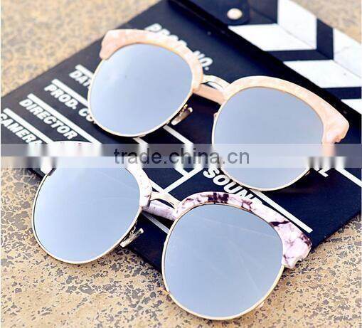 2016 round frame oversize cat eye reflective UV400 sunglasses