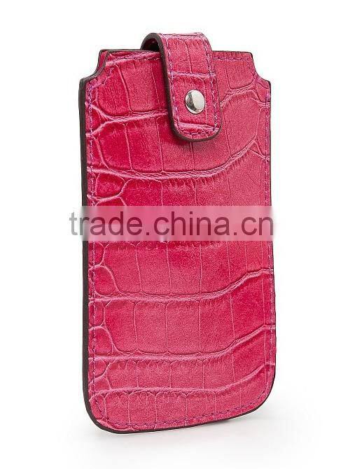 high quality handmade crocodile leather phone case with edge coats and small flap custom logo phone sleeve for iphone