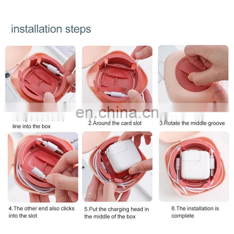 Data Cable Storage Box Multifunctional Rotatable Wire Organizer Travel Portable Round Headphone Protective Storage Case HomeTool