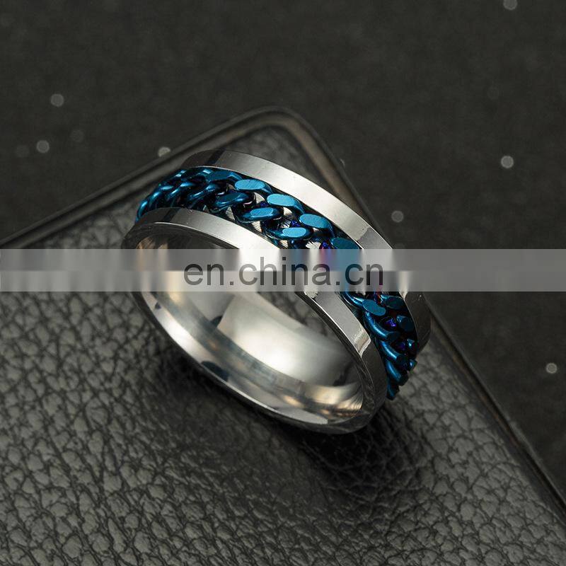 2020 Fashion Charm Men Women Jewelry Rotatable Chain Stainless Steel Ring