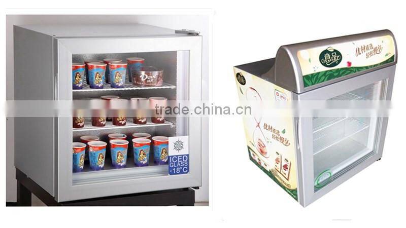 Mini glass door ice cream display freezer showcase