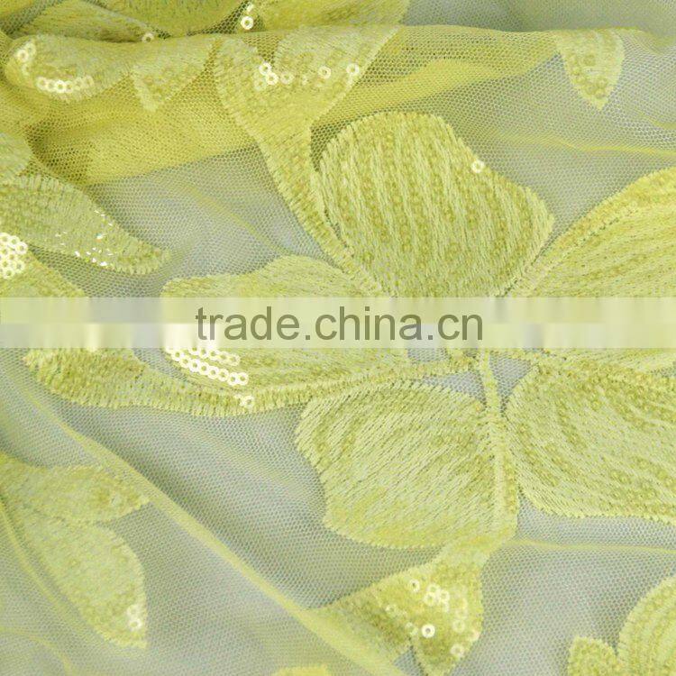 Sale high quality factory latest embroidery designs wholesale sequin 100% polyester mesh fabric
