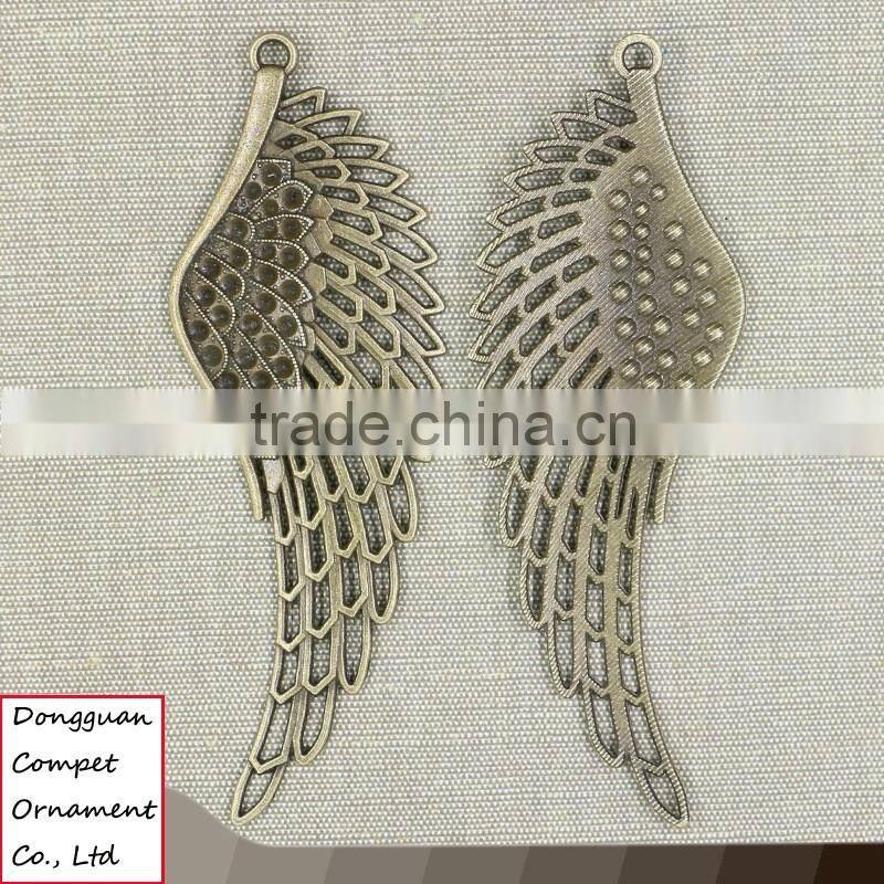 Wholesale diy accessories zinc alloy hollow out big wings pendant