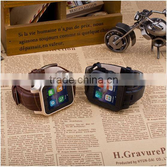 2016 New style fashion leather wrist band waterproof Android smart watch with Camera Support SIM Card and GPS