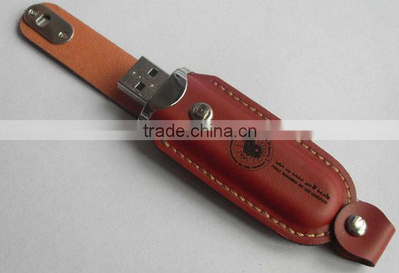 Fashional Leather USB flash drive with gift box for business gift
