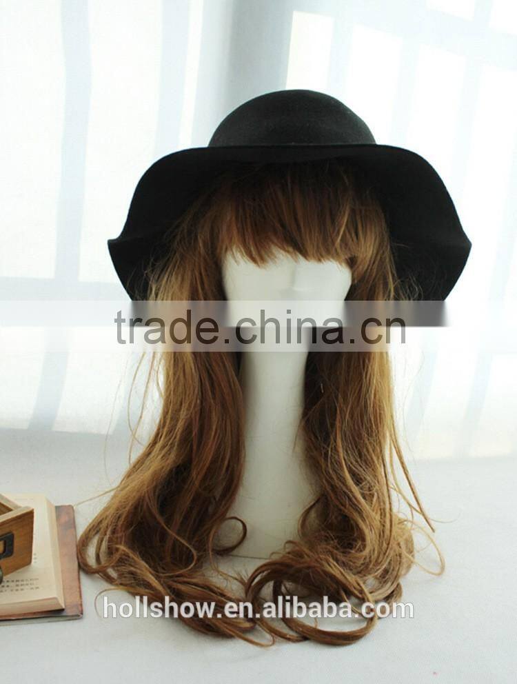 New Arrival Casual Vintage Elegant Lady Women Wide Brim Fedora Real Wool Hat