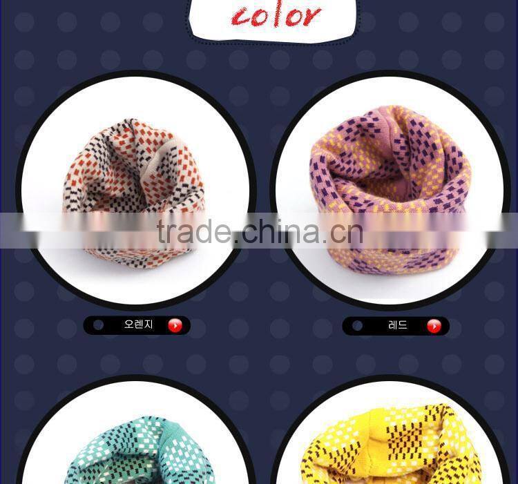 Small Plaid Pattern Unisex Boys Girls Acrylic Knitted Winter Circle Loop Scarf