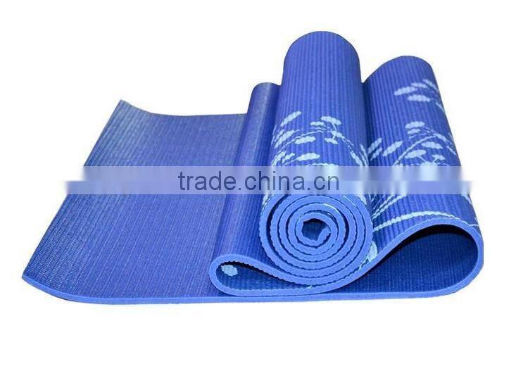 blue custom eco friendly pvc printed yoga mat