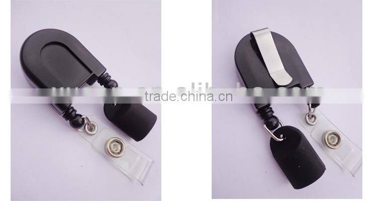 Double pulling plastic retractable badge holder with epoxy dome logo yoyo for business