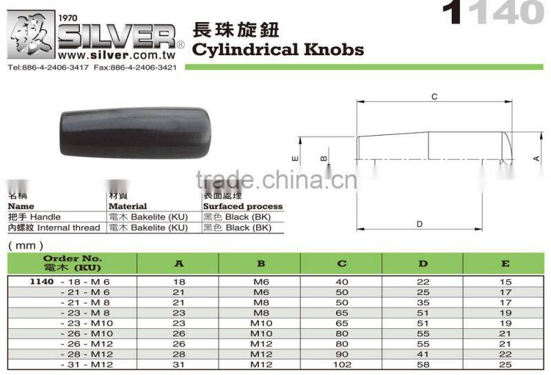 For Machine Parts and CNC Lathes Black Bakelite Cylindrical Knob