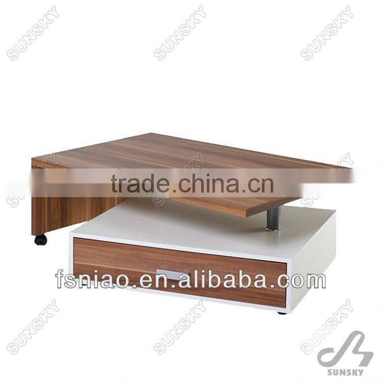modern panel roating coffee table with wheels 25-1(4268)