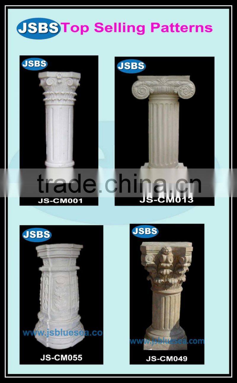 large decorative white stone column caps