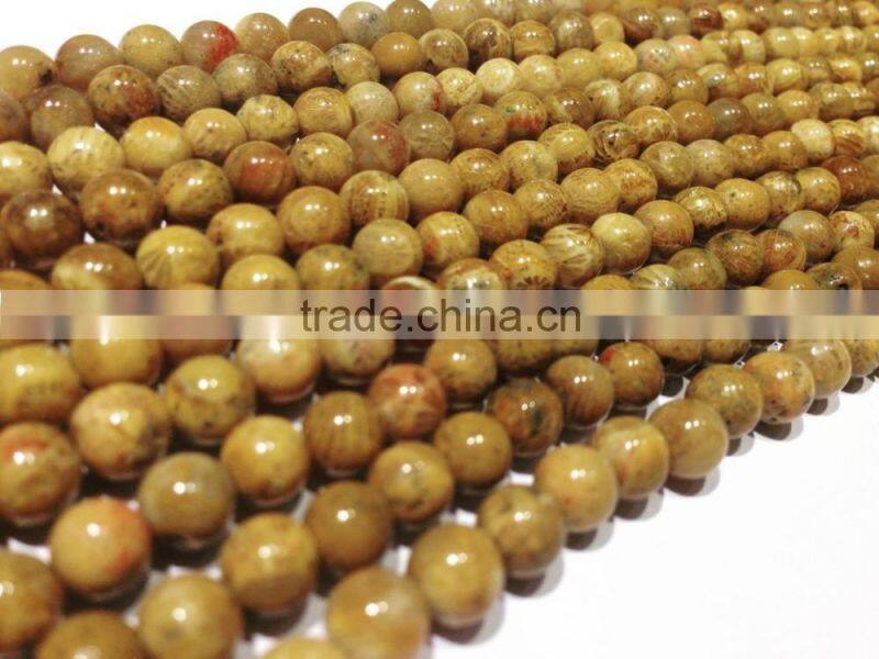 Wholesale high quality Smooth Polished Natural Fossilized Coral Stone cabochon
