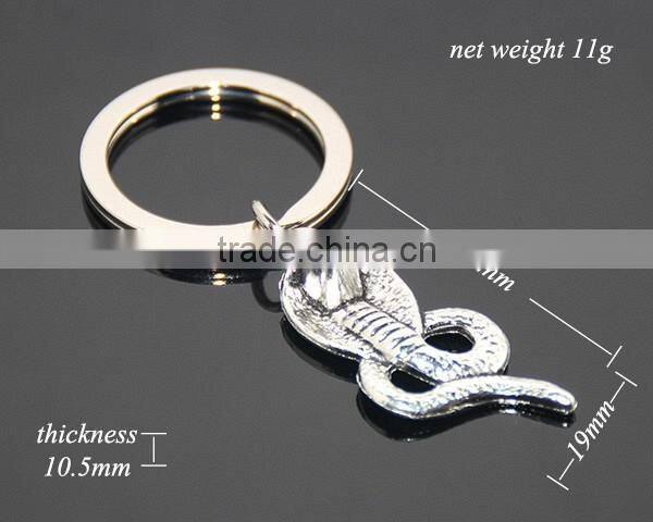Three-dimensional Snake Shaped Keyring New Fashion Alloy Silver Metal Cobra Keychain