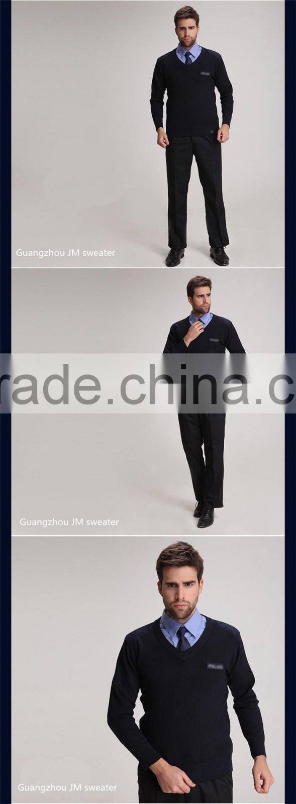 High quality mens winter knitted black sweater work wear security guard uniform